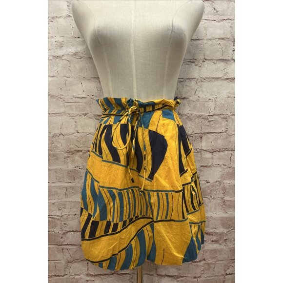 Marc by Marc Jacobs Sunflower Yellow Multi Print Balloon Paper Bag Mini Skirt 2 - Picture 2 of 4